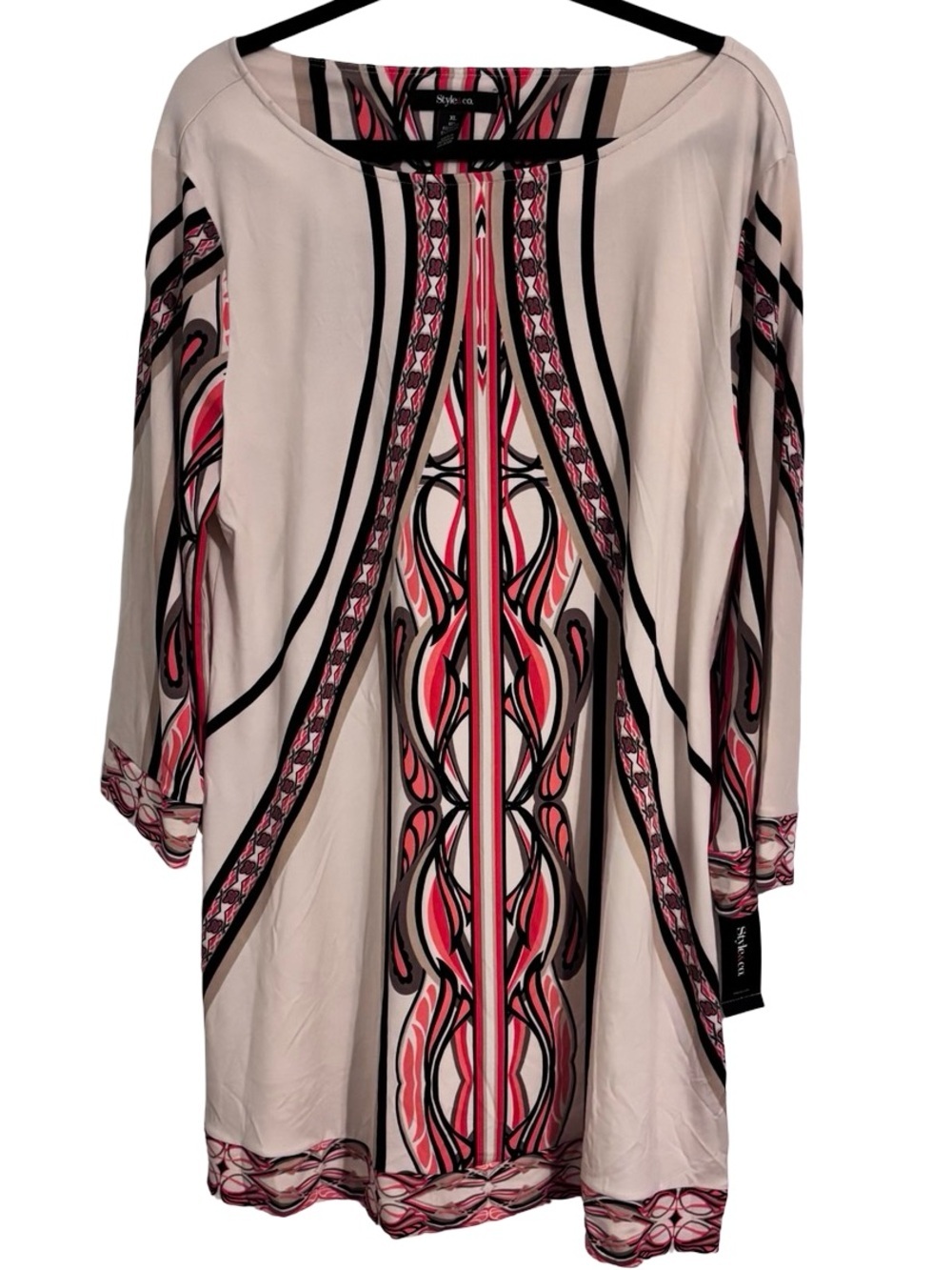 Style & Co. Orange Black and Cream Striped Blouse